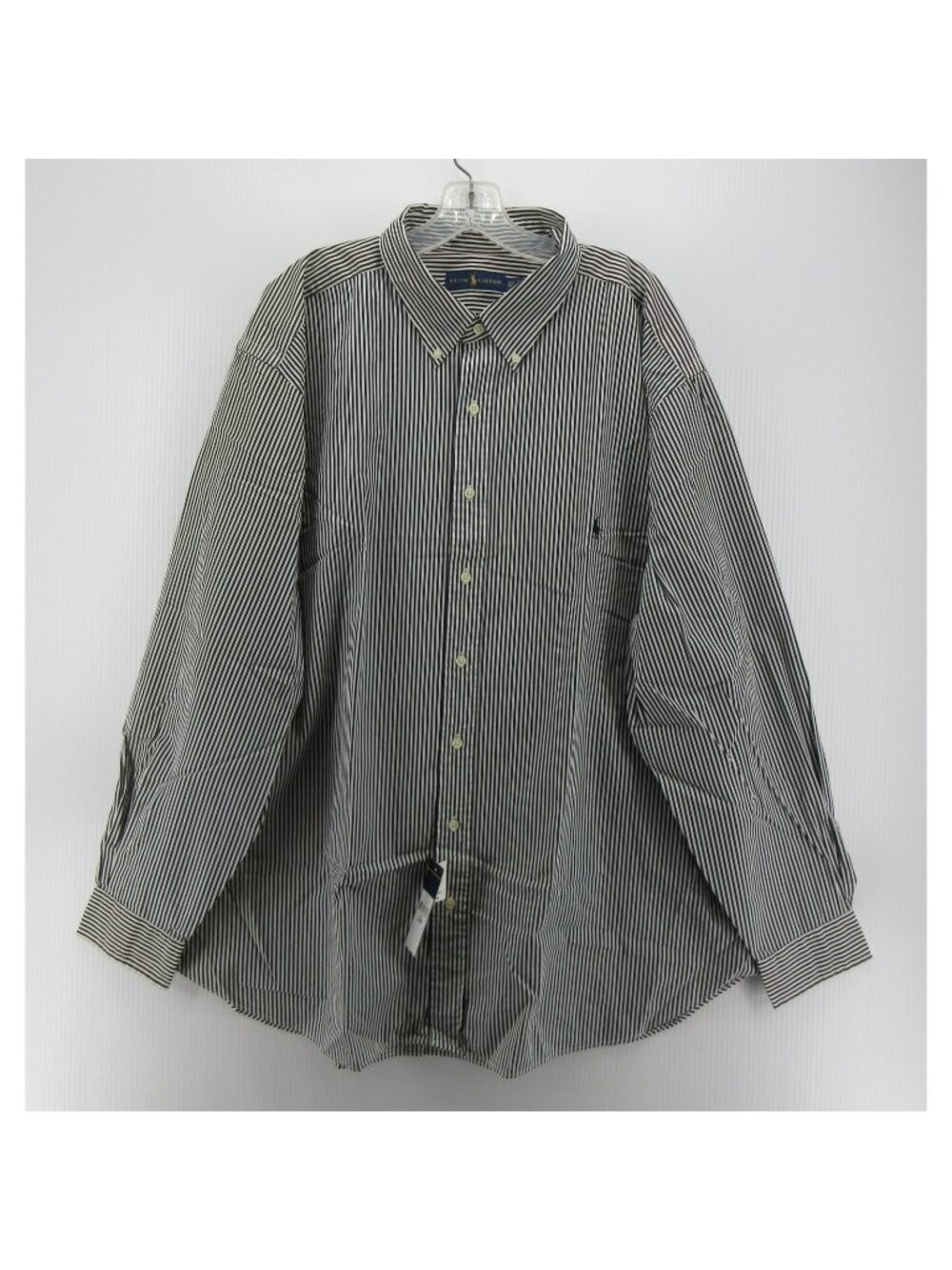 Ralph Lauren Shirt 3XB Big White Button Down Striped Woven Pony Logo
